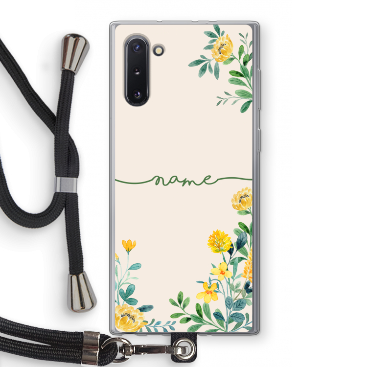 CaseCompany Gele bloemen: Samsung Galaxy Note 10 Transparant Hoesje met koord