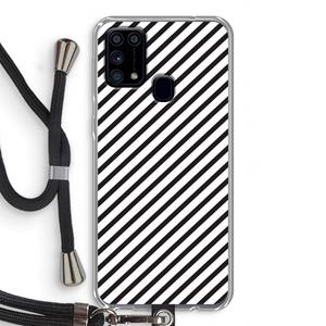 CaseCompany Strepen zwart-wit: Samsung Galaxy M31 Transparant Hoesje met koord