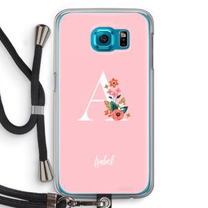 CaseCompany Pink Bouquet: Samsung Galaxy S6 Transparant Hoesje met koord
