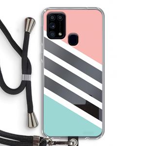 CaseCompany Strepen pastel: Samsung Galaxy M31 Transparant Hoesje met koord