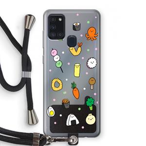 CaseCompany Happy bento friends: Samsung Galaxy A21s Transparant Hoesje met koord