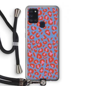 CaseCompany Leopard blue: Samsung Galaxy A21s Transparant Hoesje met koord