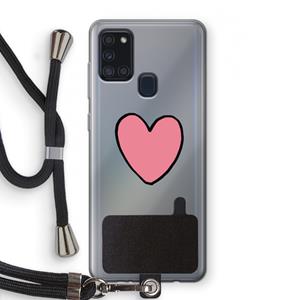 CaseCompany Hartje: Samsung Galaxy A21s Transparant Hoesje met koord