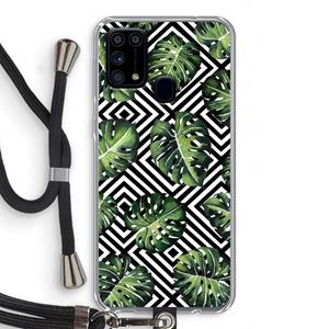CaseCompany Geometrische jungle: Samsung Galaxy M31 Transparant Hoesje met koord