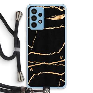 CaseCompany Gouden marmer: Samsung Galaxy A52 Transparant Hoesje met koord