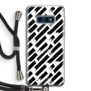 CaseCompany Zwarte vegen: Samsung Galaxy S10e Transparant Hoesje met koord