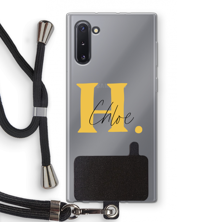 CaseCompany Amber Script: Samsung Galaxy Note 10 Transparant Hoesje met koord