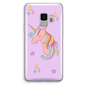 CaseCompany Roze eenhoorn: Samsung Galaxy S9 Transparant Hoesje