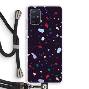CaseCompany Dark Rounded Terrazzo: Samsung Galaxy A71 Transparant Hoesje met koord
