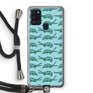 CaseCompany Kroko: Samsung Galaxy A21s Transparant Hoesje met koord