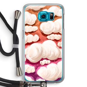 CaseCompany Katoen Wolken: Samsung Galaxy S6 Transparant Hoesje met koord