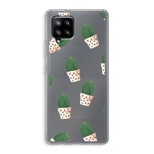 CaseCompany Cactusprint roze: Samsung Galaxy A42 5G Transparant Hoesje