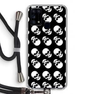 CaseCompany Musketon Skulls: Samsung Galaxy M31 Transparant Hoesje met koord