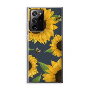 CaseCompany Sunflower and bees: Samsung Galaxy Note 20 Ultra / Note 20 Ultra 5G Transparant Hoesje