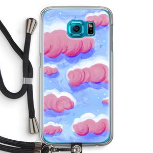 CaseCompany Roze wolken met vogels: Samsung Galaxy S6 Transparant Hoesje met koord