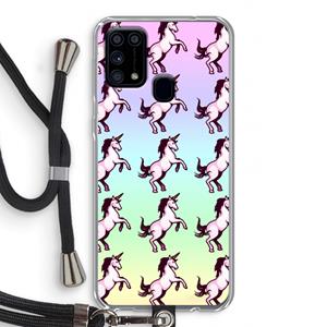 CaseCompany Musketon Unicorn: Samsung Galaxy M31 Transparant Hoesje met koord