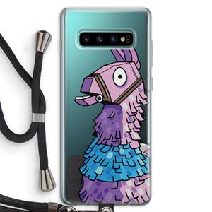 CaseCompany Lama: Samsung Galaxy S10 Plus Transparant Hoesje met koord