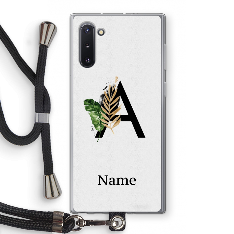 CaseCompany Charcoal Flora: Samsung Galaxy Note 10 Transparant Hoesje met koord