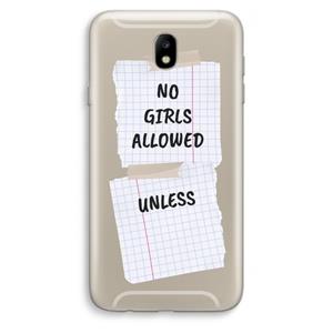 CaseCompany No Girls Allowed Unless: Samsung Galaxy J7 (2017) Transparant Hoesje