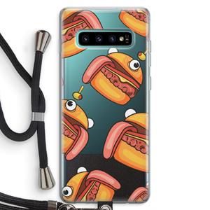 CaseCompany Hamburger: Samsung Galaxy S10 Plus Transparant Hoesje met koord