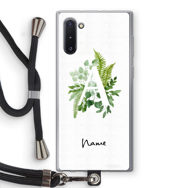 CaseCompany Green Brush: Samsung Galaxy Note 10 Transparant Hoesje met koord