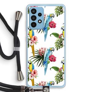CaseCompany Kleurrijke papegaaien: Samsung Galaxy A52 Transparant Hoesje met koord