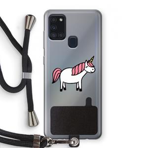 CaseCompany Eenhoorn: Samsung Galaxy A21s Transparant Hoesje met koord