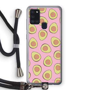 CaseCompany Dancing avocados: Samsung Galaxy A21s Transparant Hoesje met koord