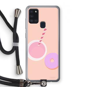CaseCompany Donut: Samsung Galaxy A21s Transparant Hoesje met koord