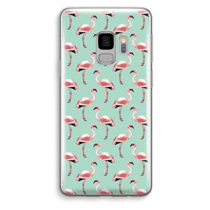 CaseCompany Flamingoprint groen: Samsung Galaxy S9 Transparant Hoesje