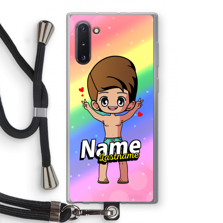 CaseCompany Chibi Maker man: Samsung Galaxy Note 10 Transparant Hoesje met koord