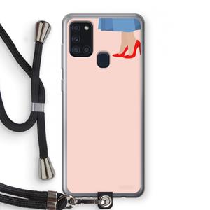 CaseCompany High heels: Samsung Galaxy A21s Transparant Hoesje met koord