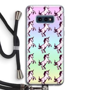 CaseCompany Musketon Unicorn: Samsung Galaxy S10e Transparant Hoesje met koord