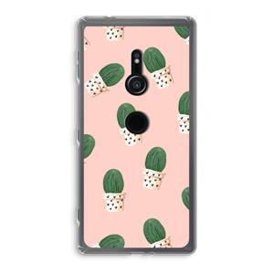 CaseCompany Cactusprint roze: Sony Xperia XZ2 Transparant Hoesje