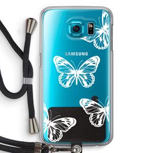 CaseCompany White butterfly: Samsung Galaxy S6 Transparant Hoesje met koord