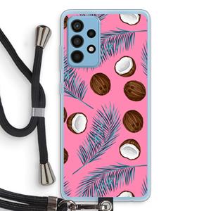 CaseCompany Kokosnoot roze: Samsung Galaxy A52 Transparant Hoesje met koord