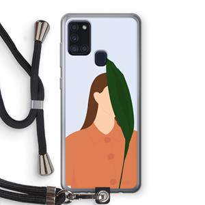 CaseCompany Leaf: Samsung Galaxy A21s Transparant Hoesje met koord