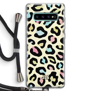 CaseCompany Leopard pattern: Samsung Galaxy S10 Plus Transparant Hoesje met koord
