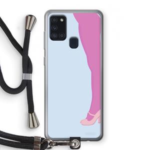 CaseCompany Pink panty: Samsung Galaxy A21s Transparant Hoesje met koord