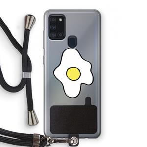 CaseCompany Spiegelei: Samsung Galaxy A21s Transparant Hoesje met koord