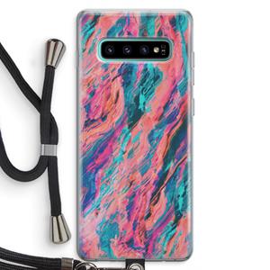 CaseCompany Electric Times: Samsung Galaxy S10 Plus Transparant Hoesje met koord