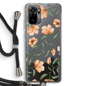 CaseCompany Peachy flowers: Xiaomi Redmi Note 10 Pro Transparant Hoesje met koord