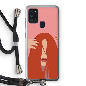CaseCompany Woke up like this: Samsung Galaxy A21s Transparant Hoesje met koord