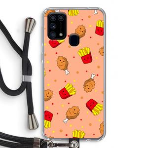 CaseCompany Chicken 'n Fries: Samsung Galaxy M31 Transparant Hoesje met koord
