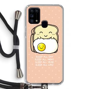 CaseCompany Sleep All Day: Samsung Galaxy M31 Transparant Hoesje met koord