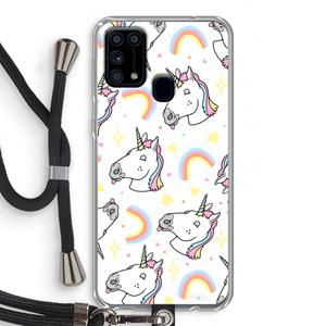 CaseCompany Rainbow Unicorn: Samsung Galaxy M31 Transparant Hoesje met koord