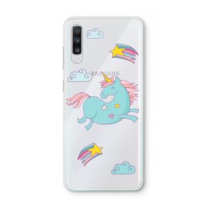 CaseCompany Vliegende eenhoorn: Samsung Galaxy A70 Transparant Hoesje