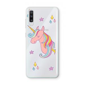 CaseCompany Roze eenhoorn: Samsung Galaxy A70 Transparant Hoesje