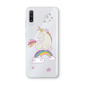 CaseCompany Regenboog eenhoorn: Samsung Galaxy A70 Transparant Hoesje