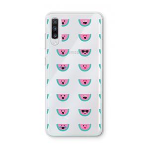 CaseCompany Smiley watermeloenprint: Samsung Galaxy A70 Transparant Hoesje